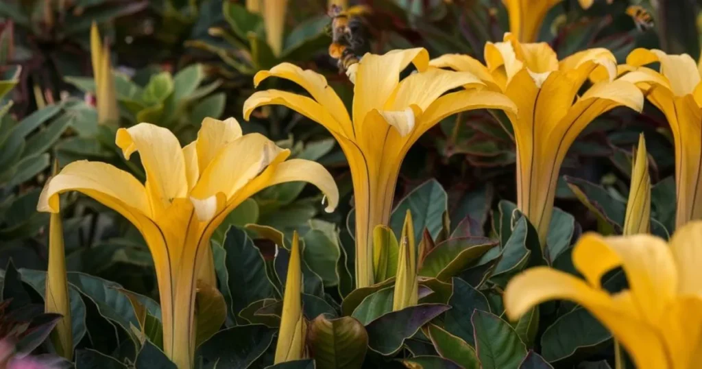 trumpet-shaped Esperanza flowers (Tecoma stans) in full bloom